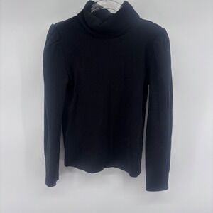 GAP Kids‎ Black Ribbed Turtleneck Puff Shoulder Long Sleeve Top Size Small